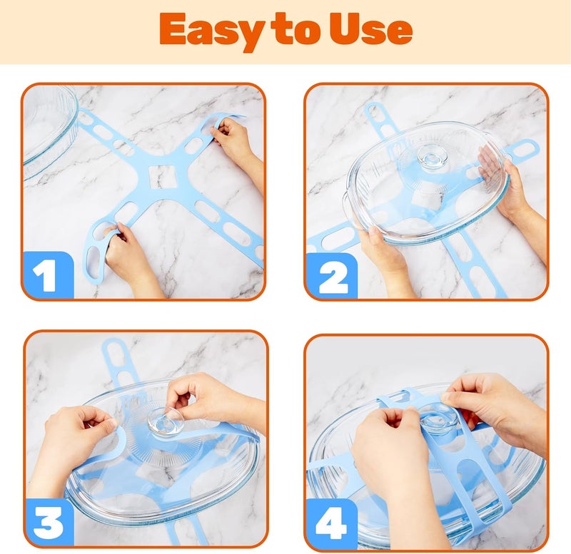 Dormercy 4-Hand Lid Latch, Silicone Lid Securing Strap for Crockpots, Camping Mat, Pots, Pans, Orange - Image 4